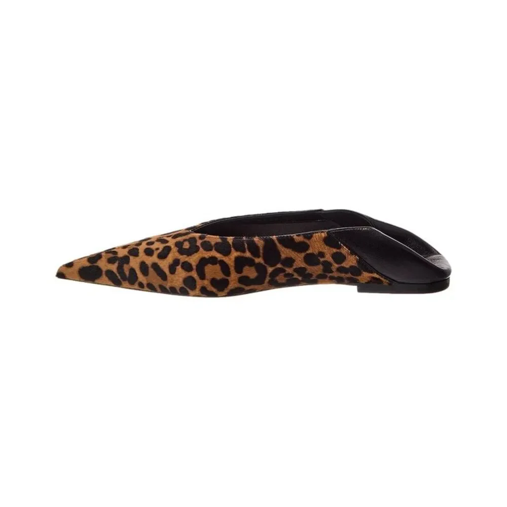 Saint Laurent Kamari Haircalf & Leather Flat, Brown - Picture 2 of 5